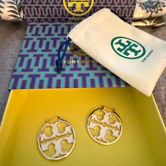 Tory Burch Jewelry - Tory Burch Gold and White Earrings